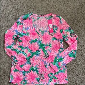 Lilly Pulitzer Bright Pink Floral Long Sleeve Tee